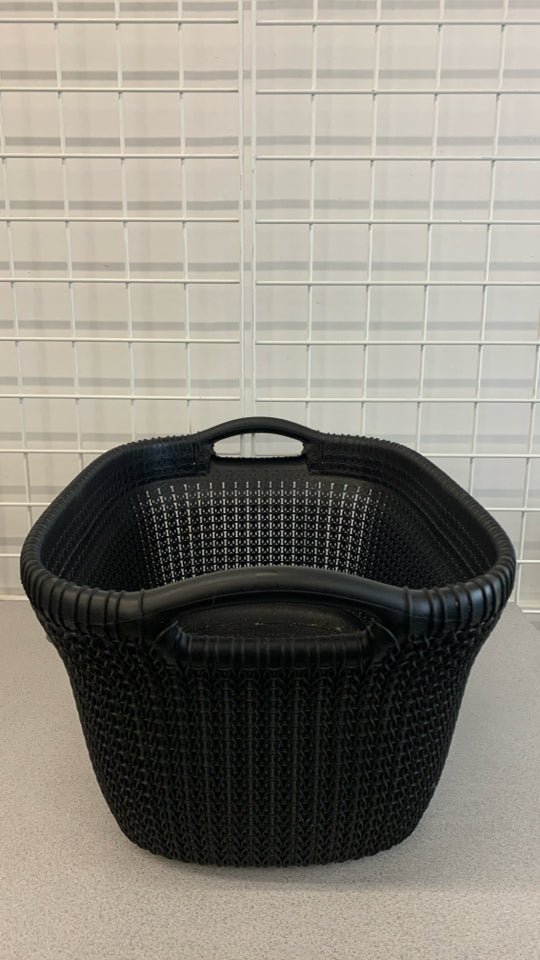 STURDY BLACK PLASTIC BIN.