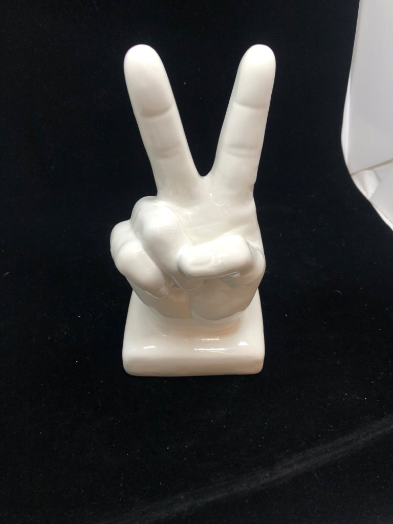 PEACE SIGN CERAMIC SCULPTURE.