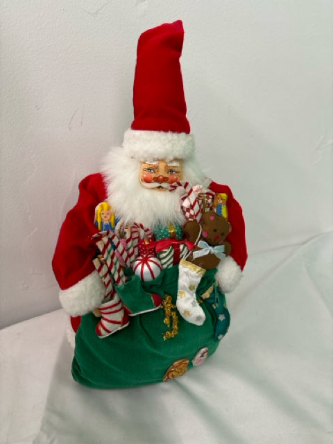 PLUSH STANDING SANTA WITH TOY SACK.