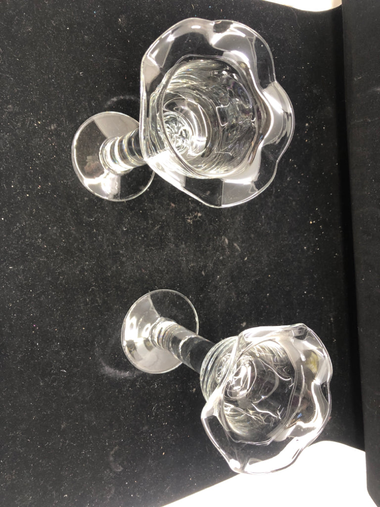 2 WAVY EDGE TAPER CANDLE HOLDERs.