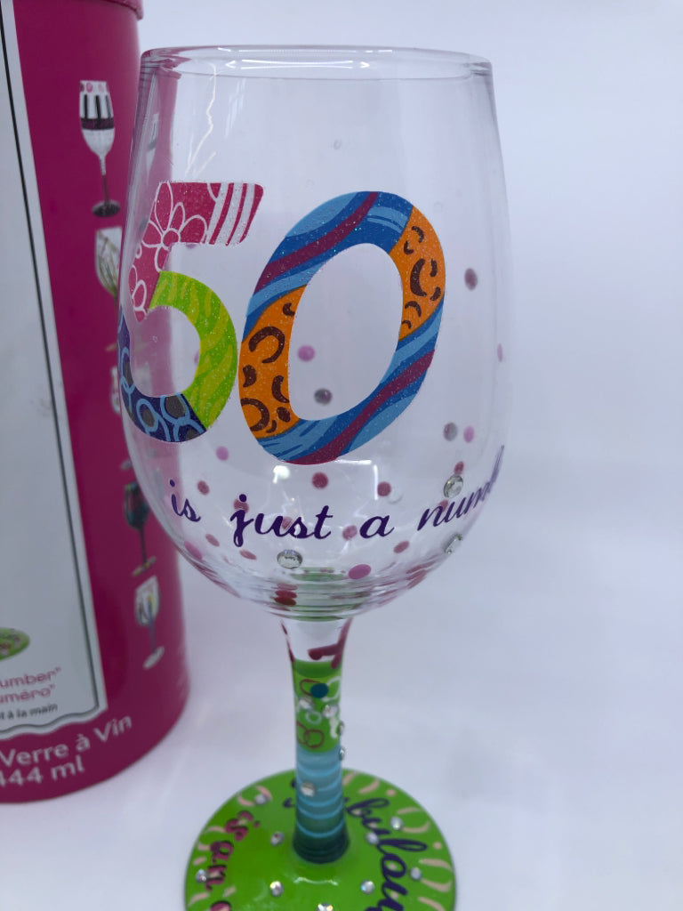 50 IS JUST A NUMBER LOLITA WINE GLASS IN BOX