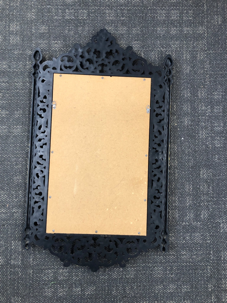 SCROLL METAL DISTRESSED FRAME MIRROR.