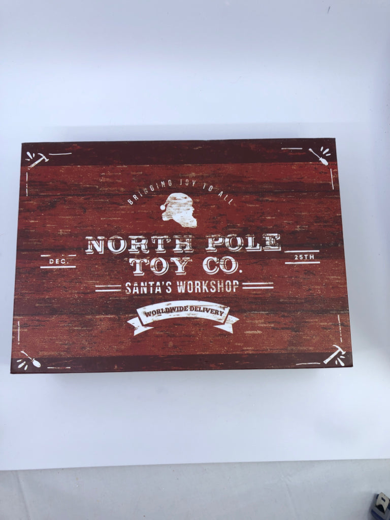 "NORTH POLE TOY CO" STORAGE BOX MAGNETIC LID.