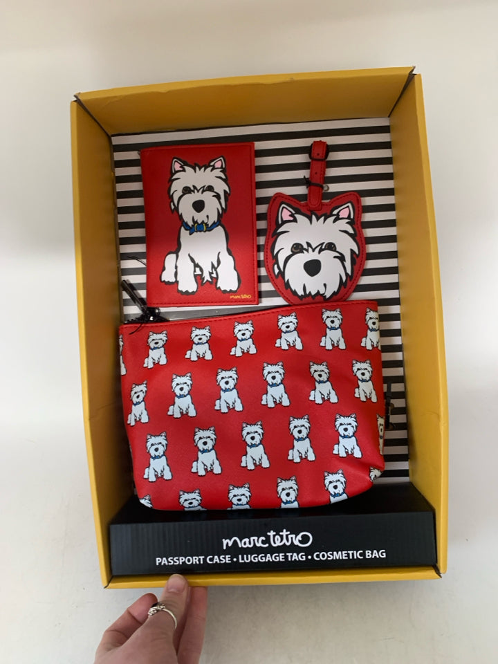 Marc Tetro Passport Case/Luggage Tag/Cosmetic Bag Set- New