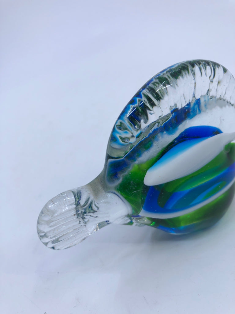 BLUE AND GREEN GLASS FISH.