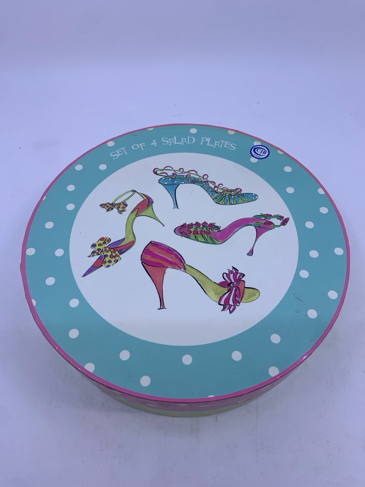 4 HIGH HEEL SHOES SALAD PLATES.