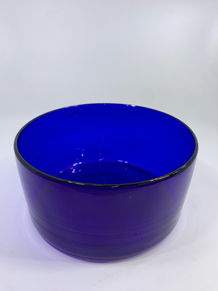COBALT BLUE BLOWN GLASS BOWL.