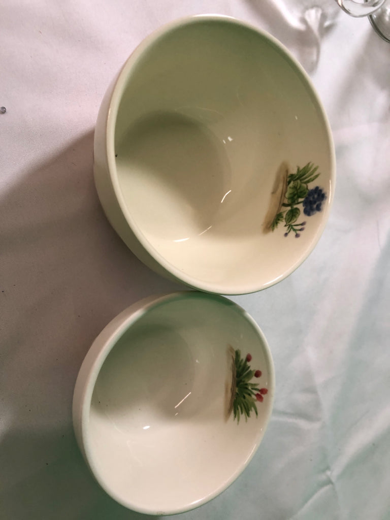 2 BUNNY W FLORAL NESTING BOWLS.