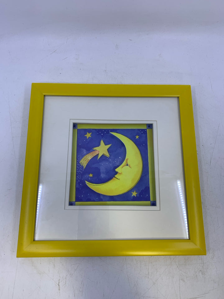 MOON & SHOOTING STAR FRAMED PRINT.