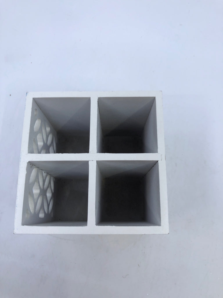 WHITE DIVIDED PENCIL CUP.