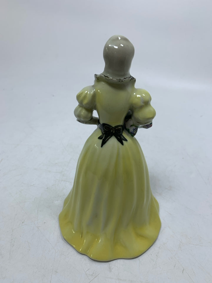 VTG VICTORIAN WOMAN FIGURINE YELLOW DRESS "OLD LONDON" GOLDSCHEIDER.