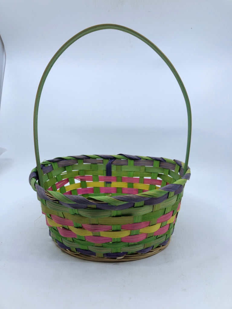 MULTI COLORED EASTER BASKET W/HANDLE.