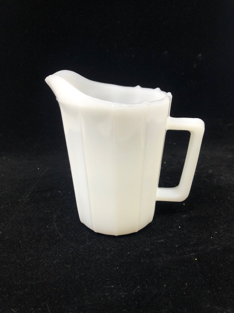 SMALL MILK GLASS PITCHER.