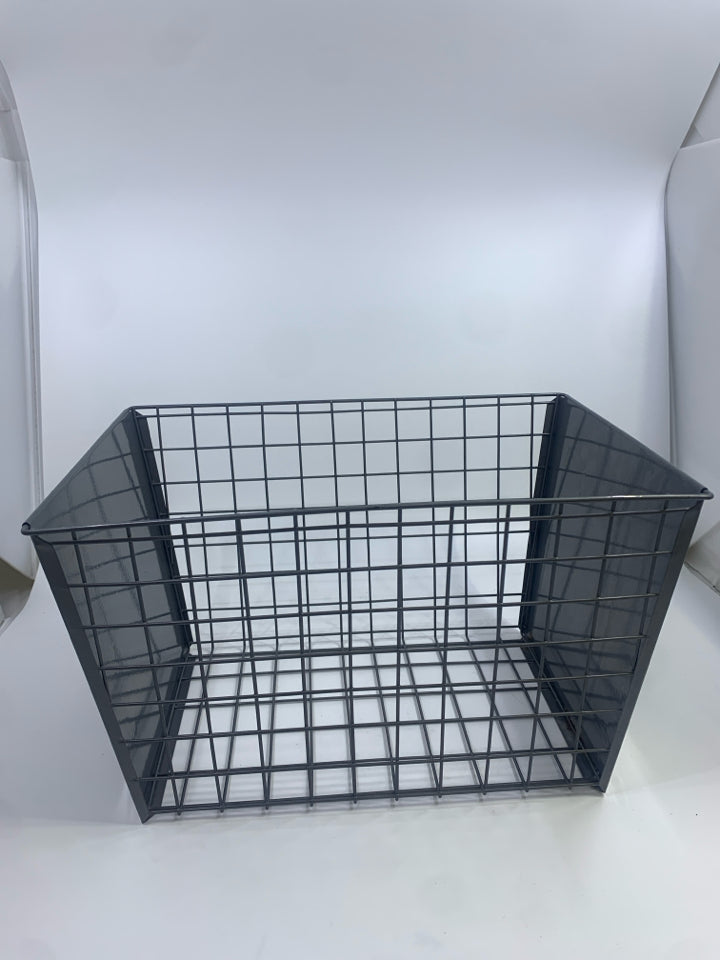 GREY METAL BASKET.