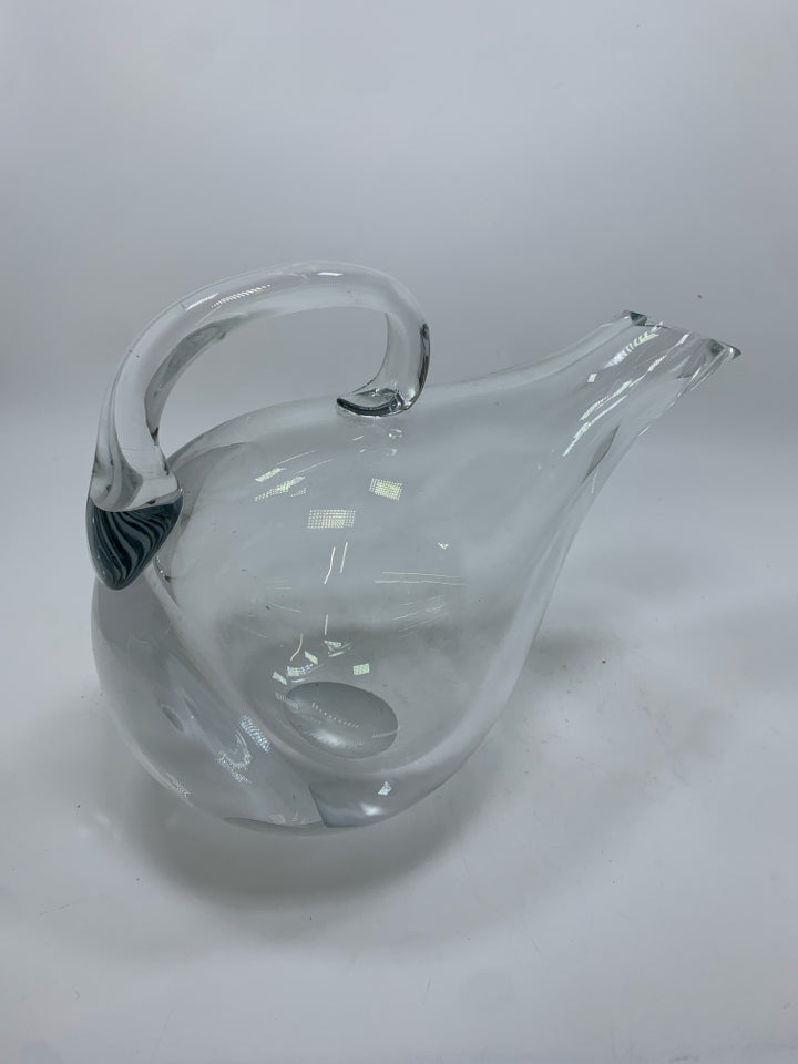 BADASH GLASS SLANT WINE DECANTER.
