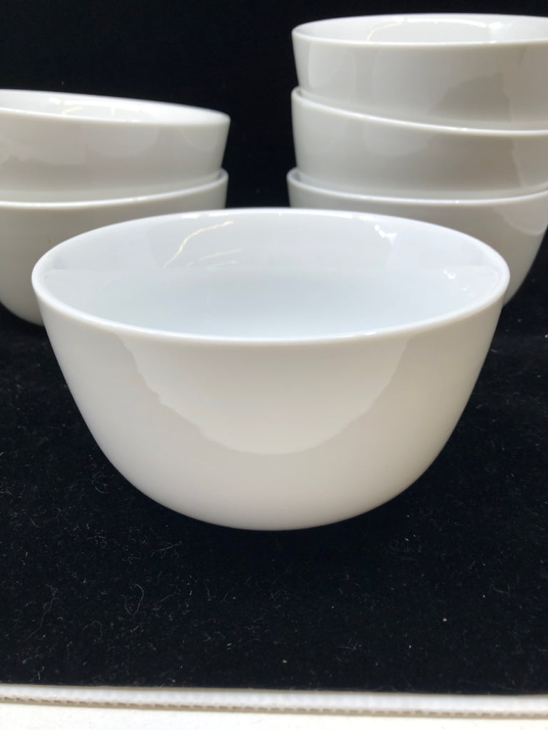 6 WHITE CERAMIC CEREAL BOWLS.