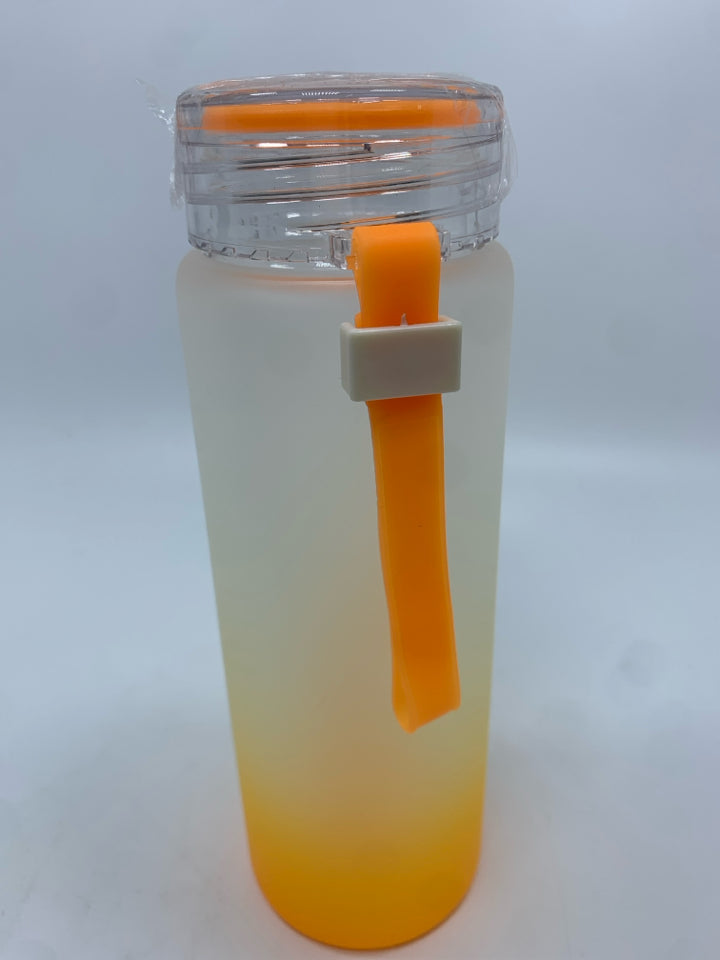 NIB FROSTED ORANGE GLASS TRAVEL CUP.