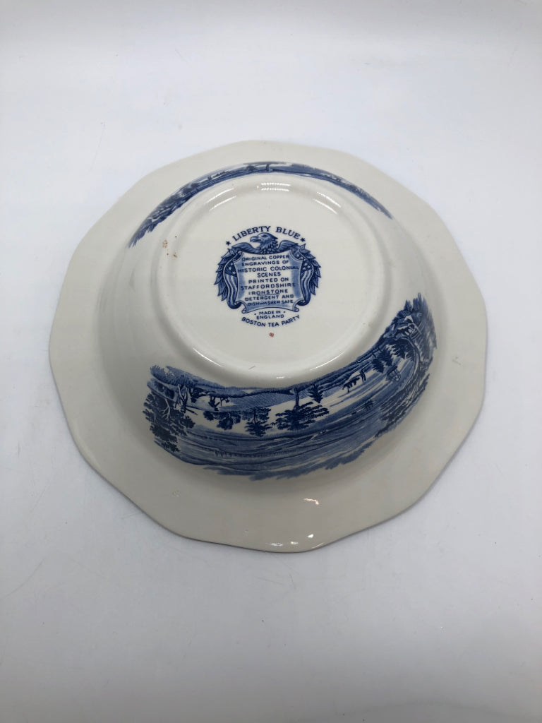 VTG LIBERTY BLUE BOSTON TEA PARTY COVERED DISH.