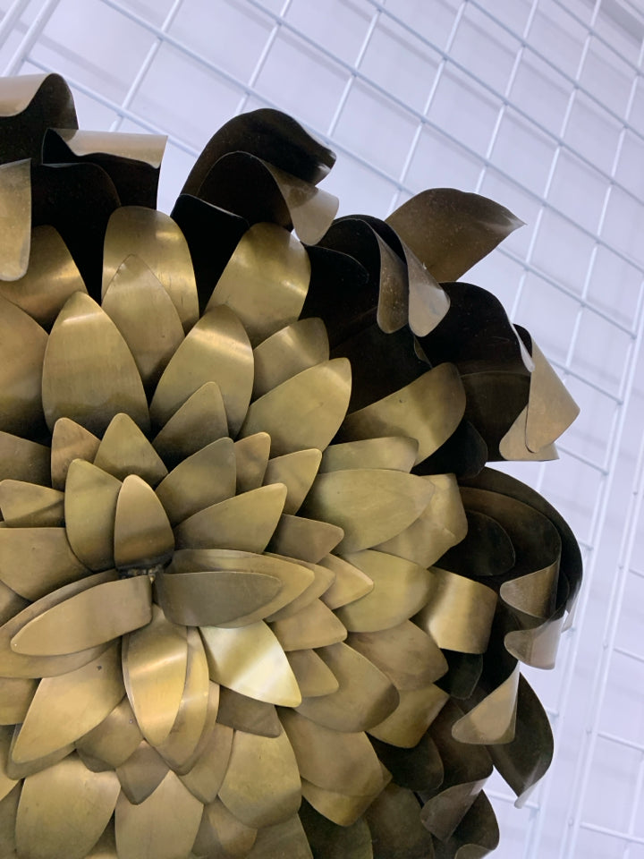 CRATE AND BARREL HALF BUDDING GOLDEN FLOWER WALL ART.