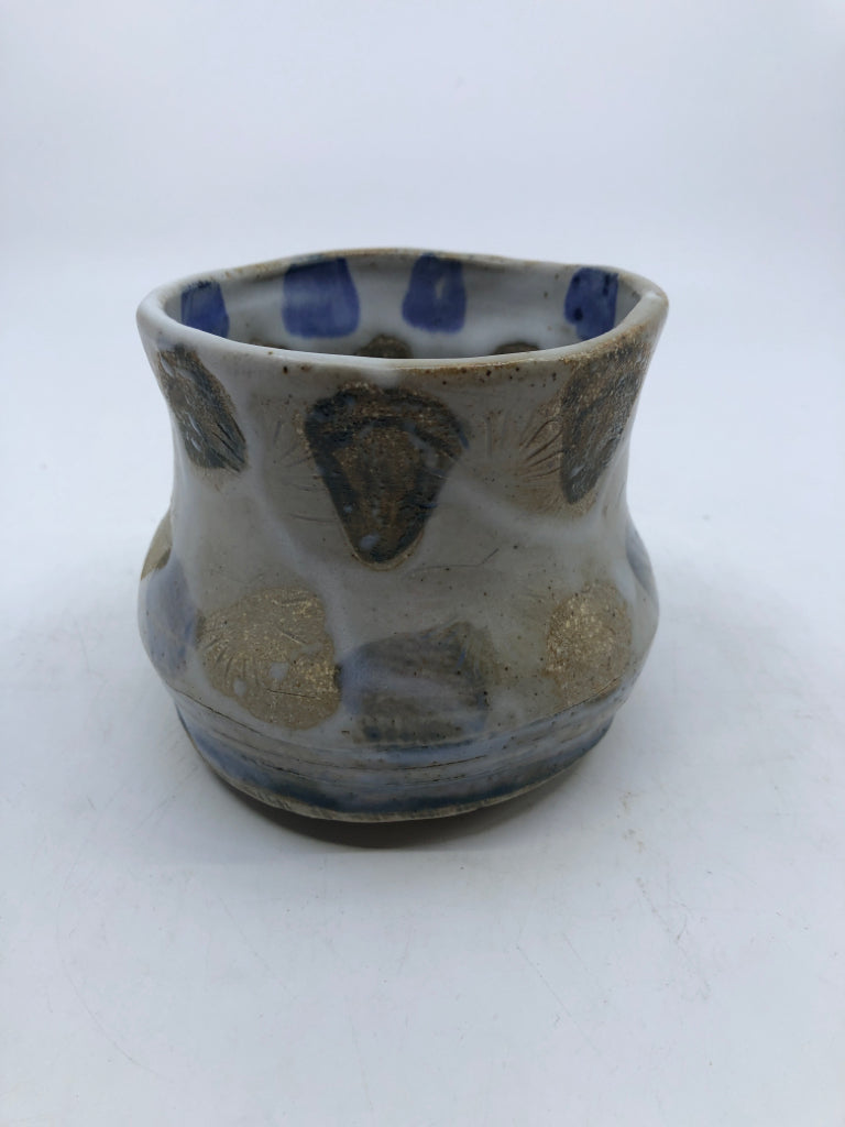 POTTERY SPONGED VASE/ BOWL.