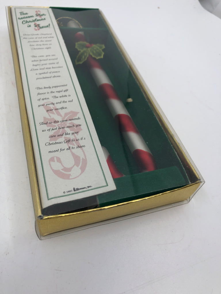 NIB GLASS CANDY CANE ORNAMENT.