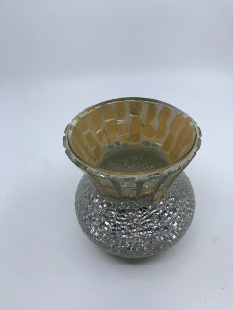 SILVER MOSAIC VASE.