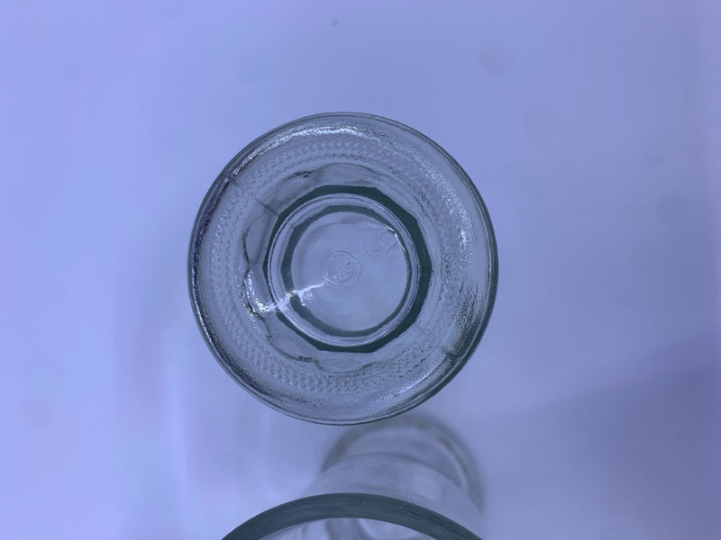 4 CLEAR GLASS JUICE GLASSES FOOTED.