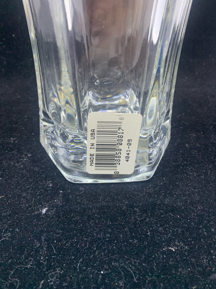 HEAVY TALL GLASS VASE.