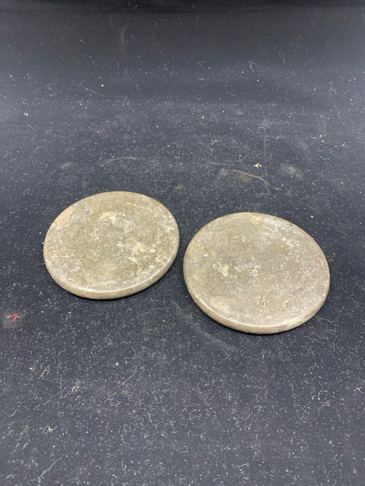 2 HEAVY STONE COASTERS.