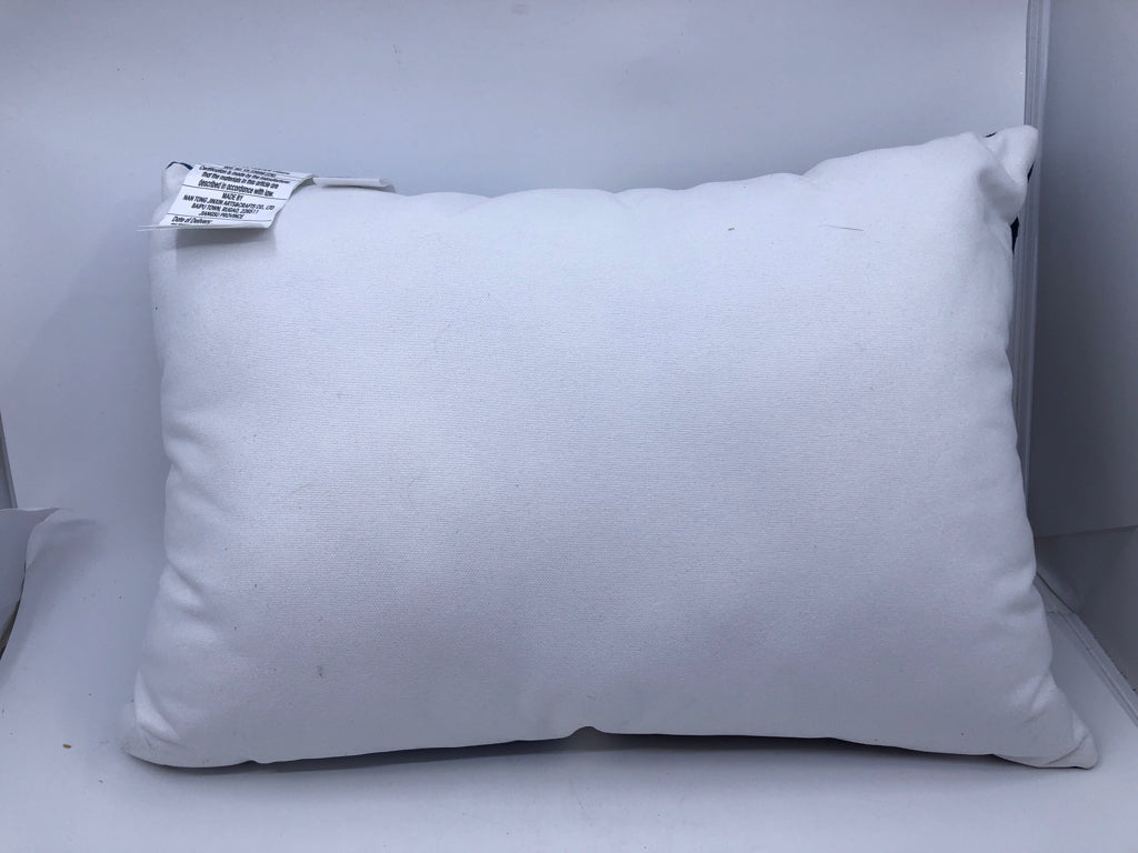 TWO TONED BLUE RECTANGLE PILLOW W WHITE.