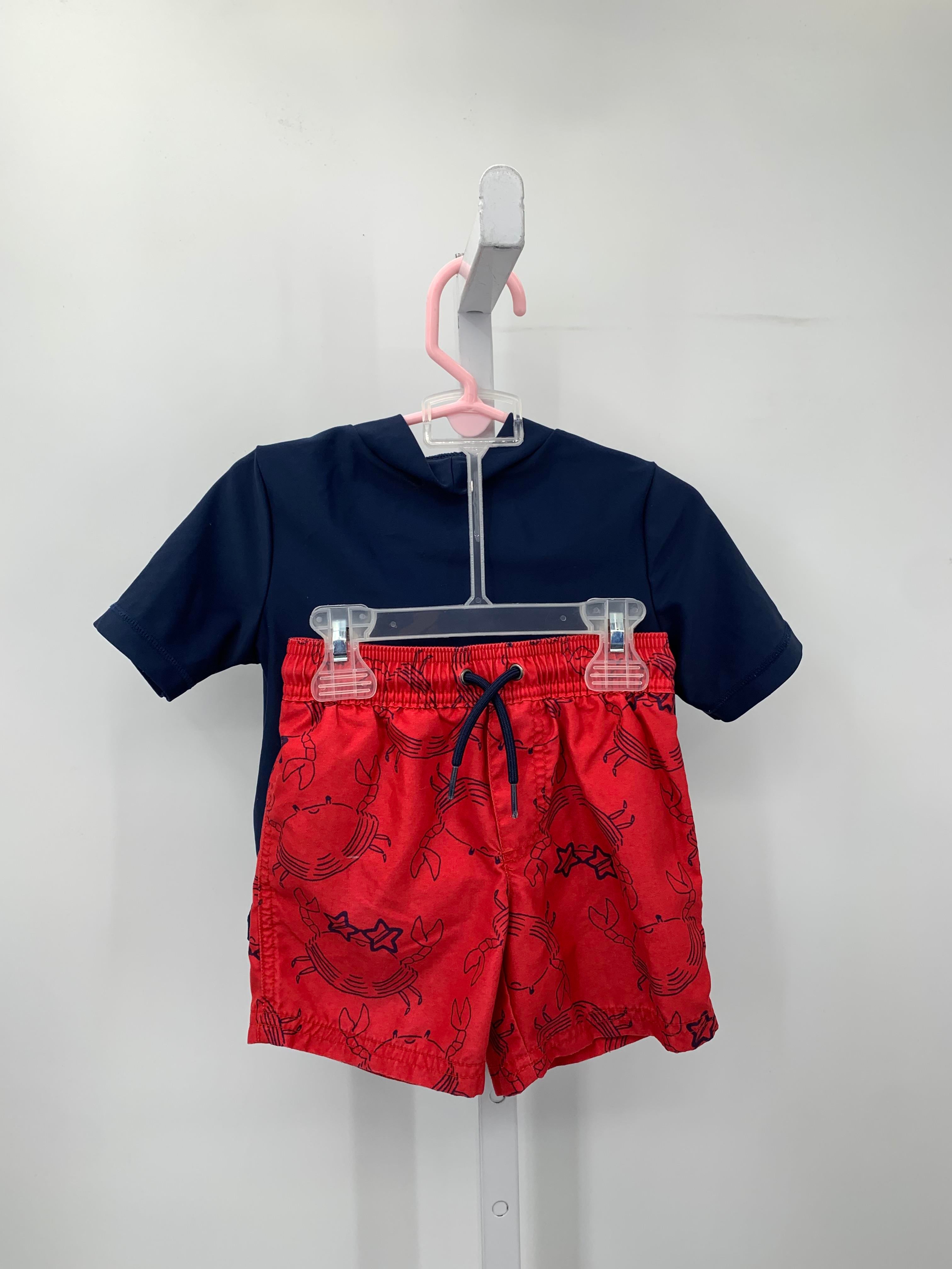 CRABS SWIM SHIRT RED SWIM TRUNKS