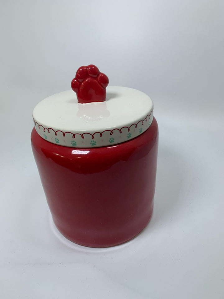 RAE DUNN SANTA PAWS CANISTER.