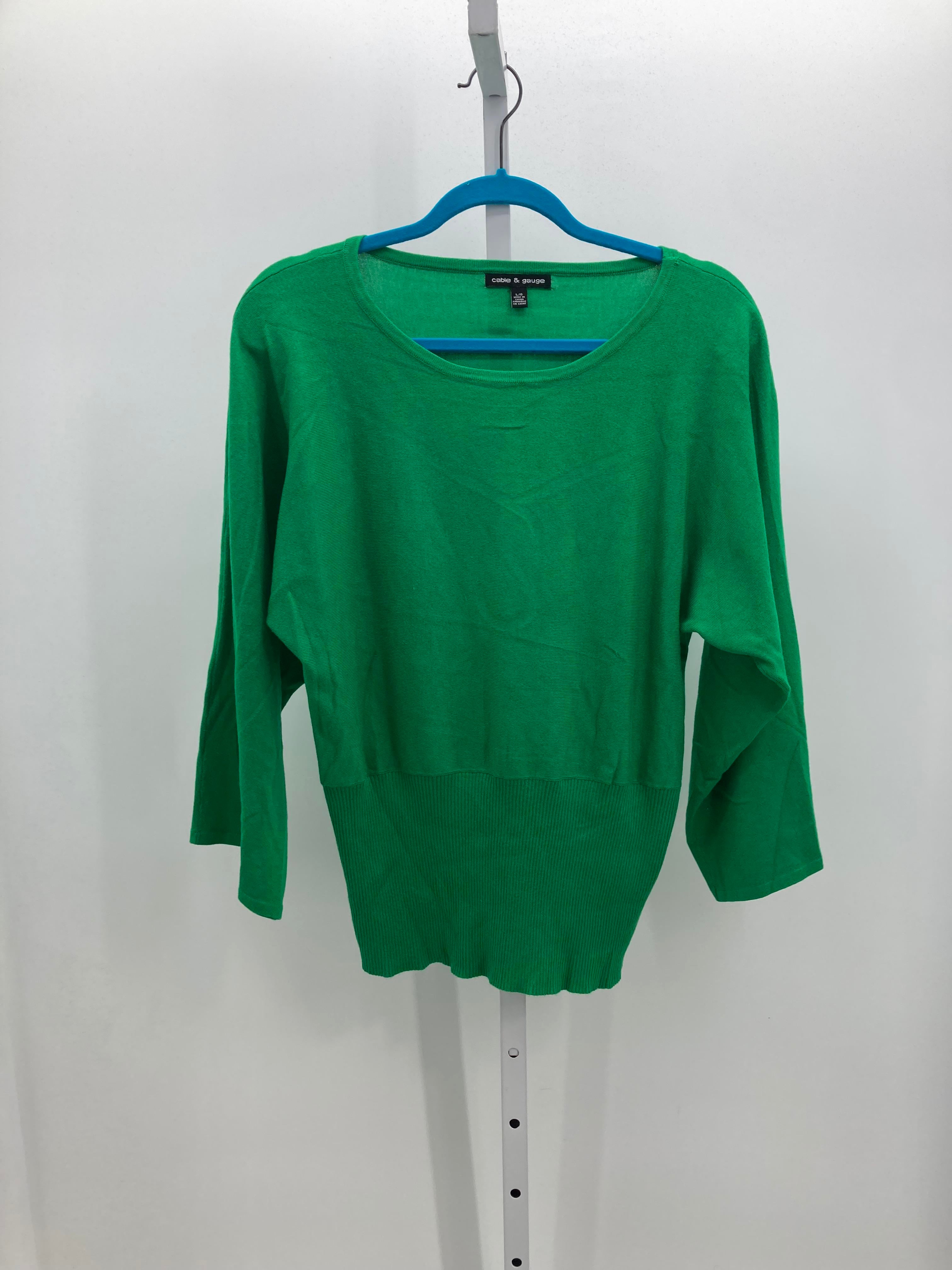Cable & Gauge Size Large Misses Long Slv Sweater