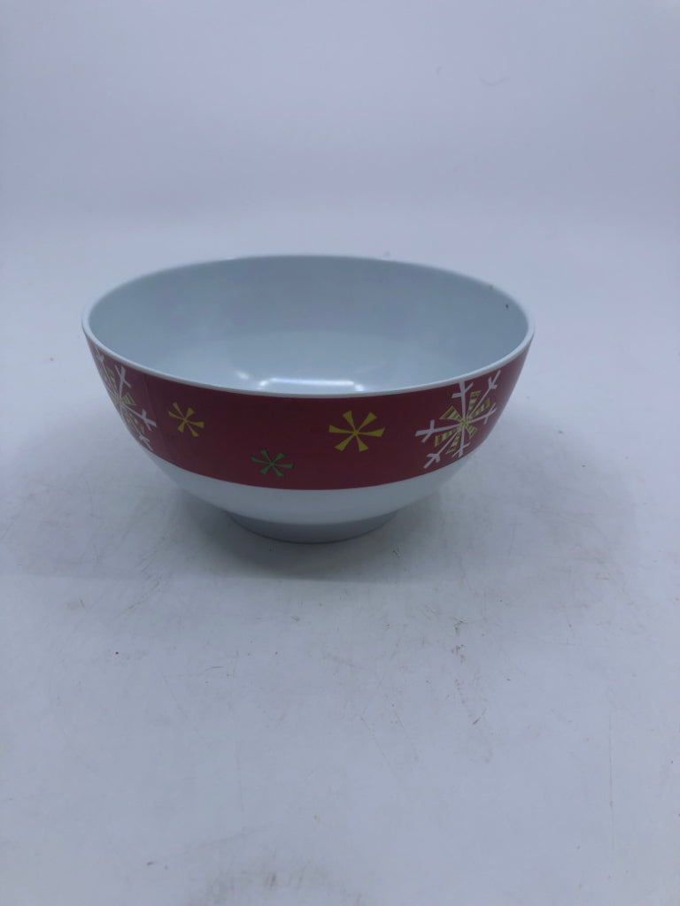 RED MELAMINE SNOWFLAKE BOWL.