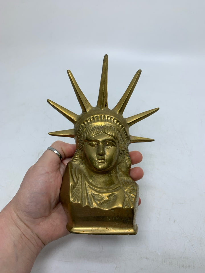 VTG BRASS LADY LIBERTY HEAD.