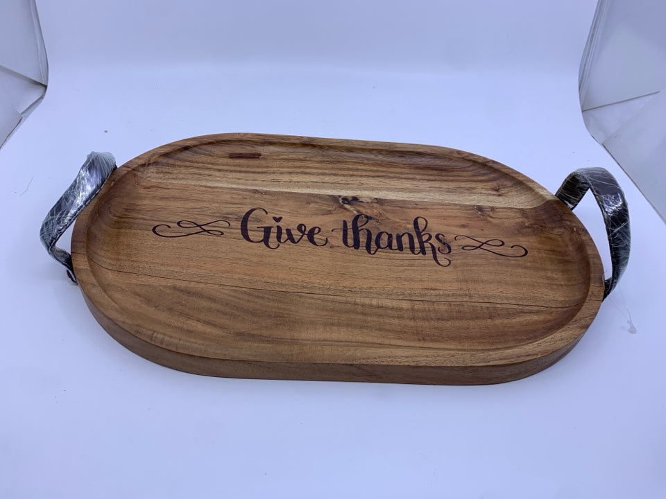 WOOD GIVE THANKS TRAY.