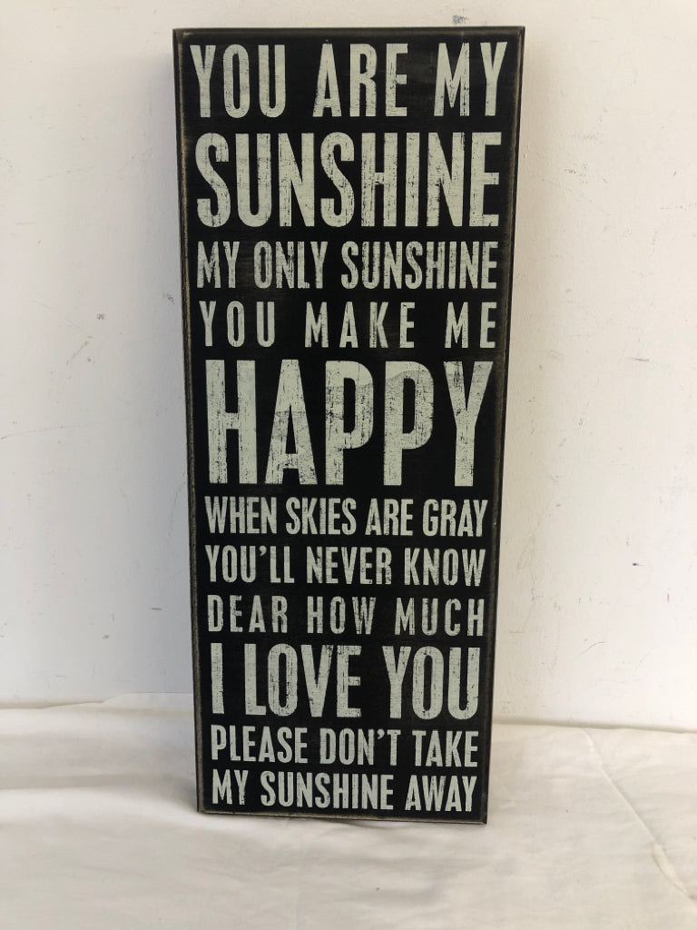 YOU ARE MY SUNSHINE BLACK WOOD WALL HANGING.