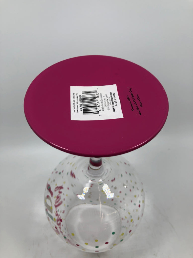 LG BIRTHDAY GIRL DECORATED WINE GLASS.