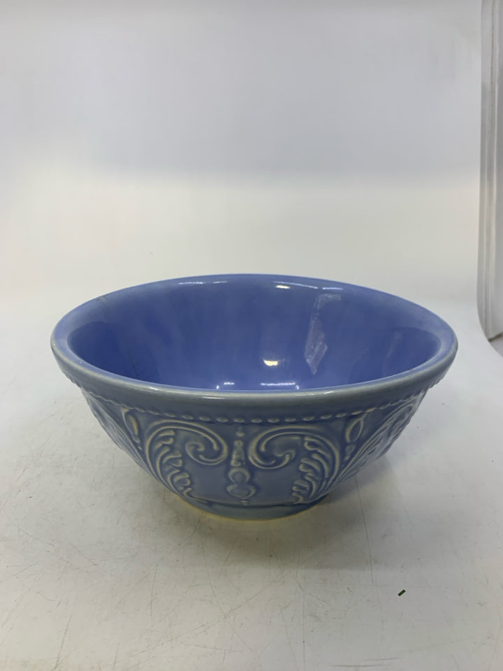 VTG STONEWARE SCROLL & LEAF DESIGN BOWL.