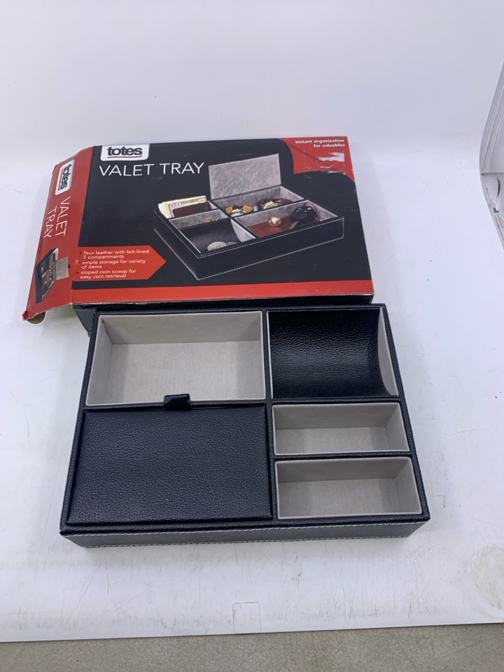 NIB BLACK LEATHER VALET TRAY.
