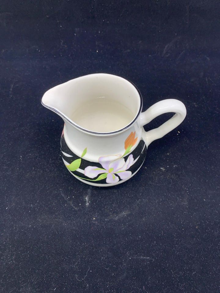 SANGOSTONE BLACK W FLORAL CREAMER.