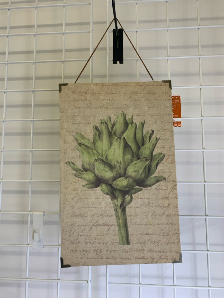 ARTICHOKE IN SCRIPT BACKGROUND WALL ART.