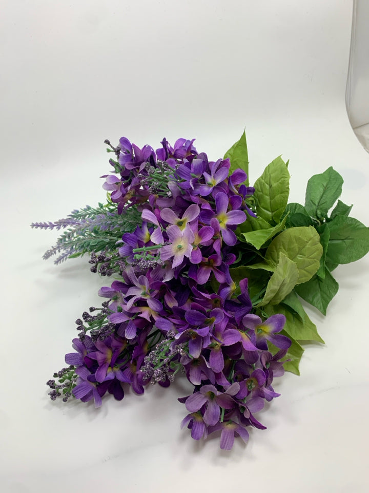 FAUX PURPLE FLOWER BOUQUET.