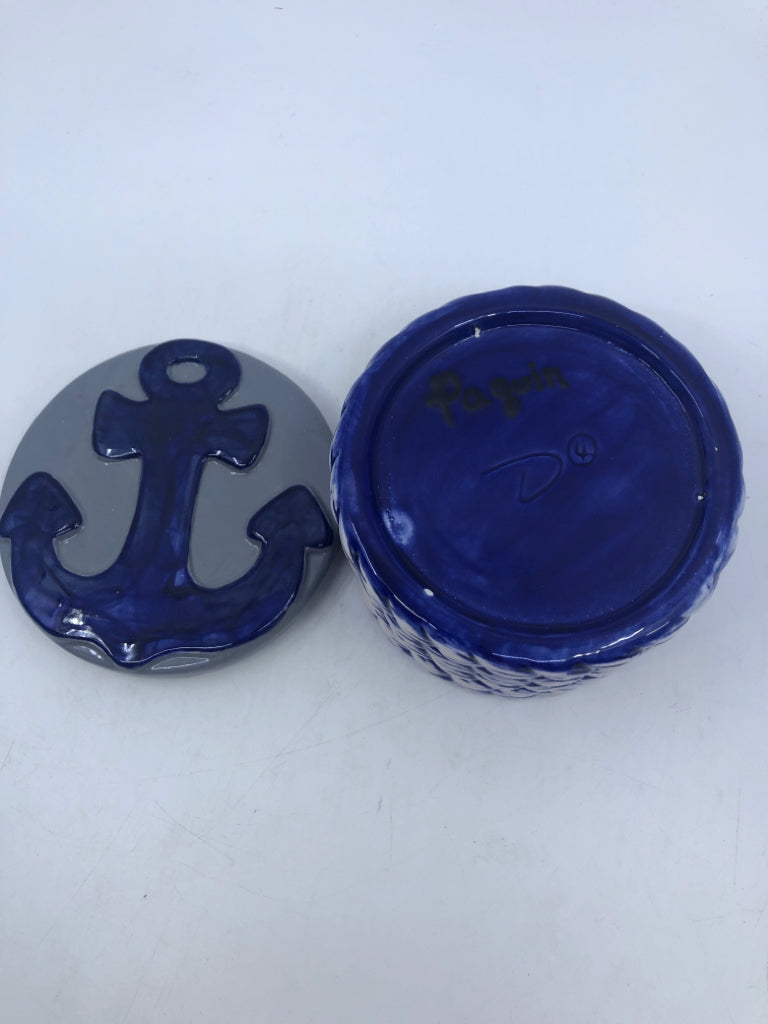 NAUTICAL CERAMIC DISH W/LID.