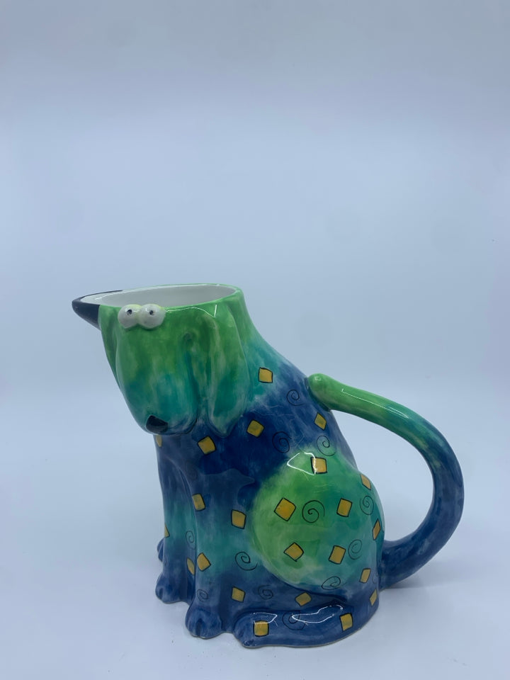 COLORFUL ABSTRACT FLOPPY DOG PITCHER.