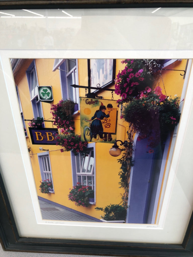 B&B IRELAND STORE FRONT PRINT IN DRK BLUE FRAME.