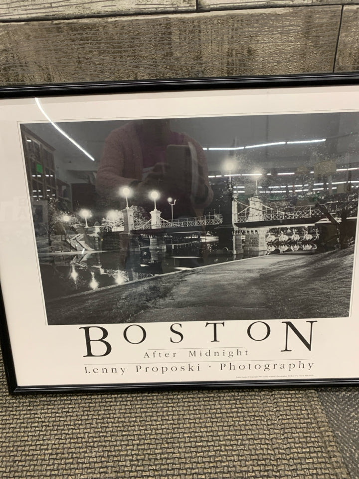 B&W BOSTON AFTER MIDNIGHT WALL ART PHOTOGRAPHY.