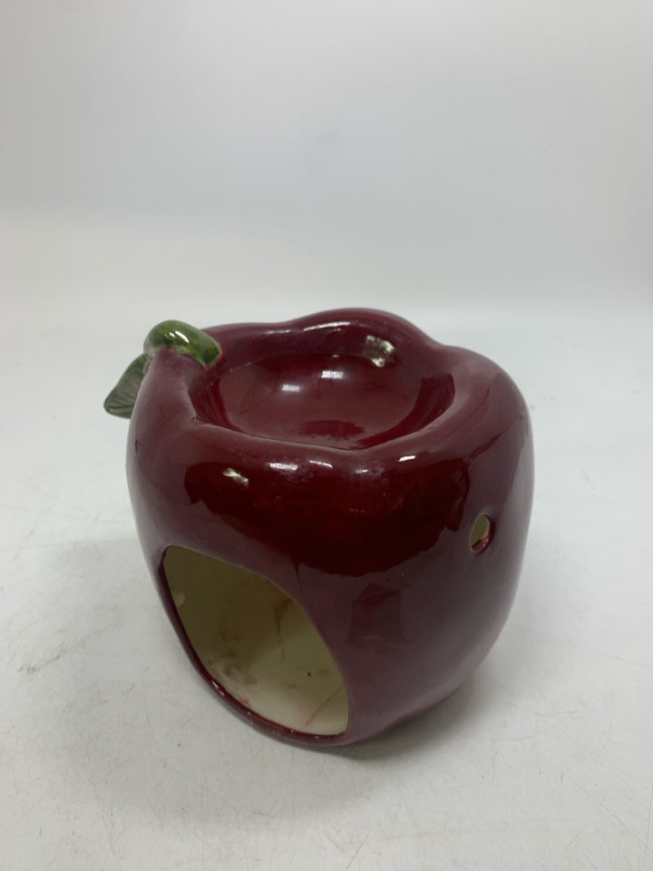 CERAMIC DARK RED APPLE TART WARMER.