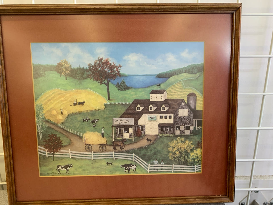 HEISER BROS DAIRY FARM  IN WOOD FRAME WALL ART.