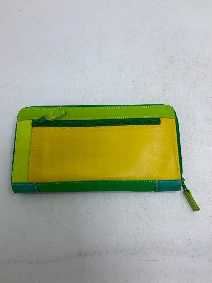 Large Multi-colored Greens Full Zip Leather My Walit